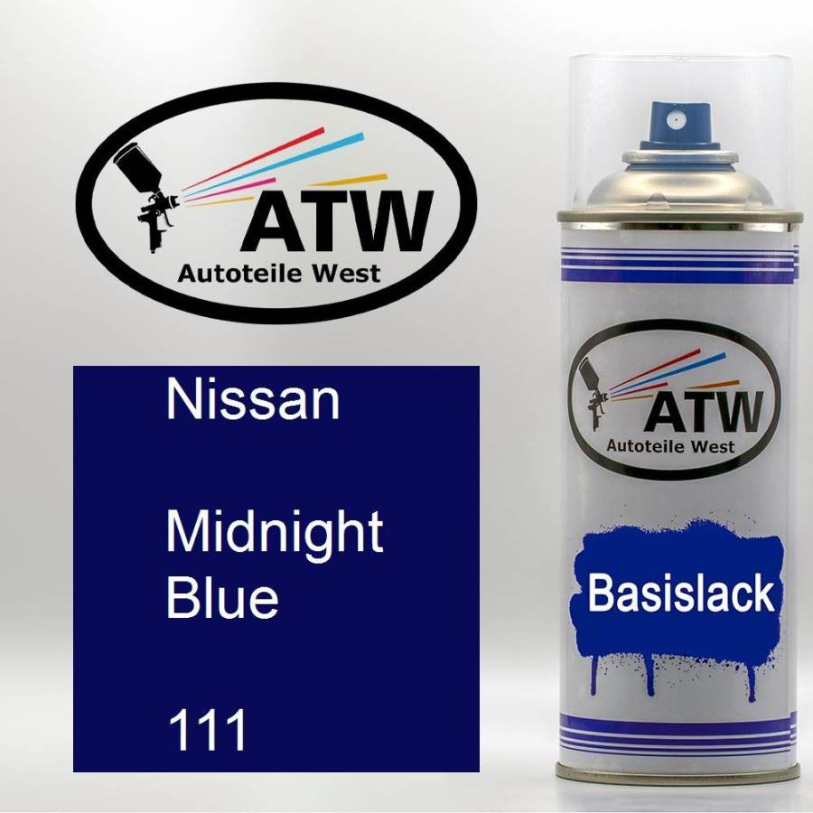 Nissan, Midnight Blue, 111: 400ml Sprühdose, von ATW Autoteile West.